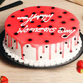 women day strawberry cake - side view